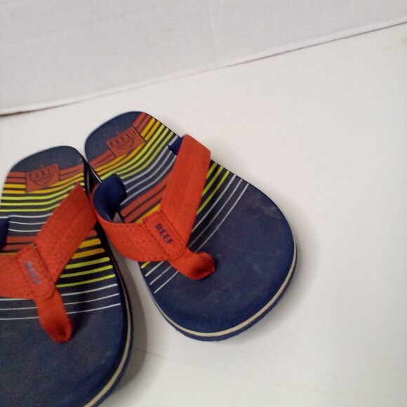 Reef Flip Flops Boys 3 Kids Rainbow Colorful Pre-Owned - Picture 3 of 12